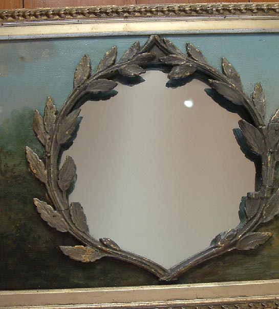 antique mirror with hand painted romantic scenes French